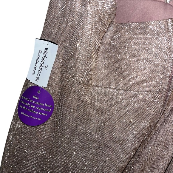 Windsor Miranda Rose Gold Glitter Maxi Formal Gown dress NWT new Size 15 - Picture 10 of 11